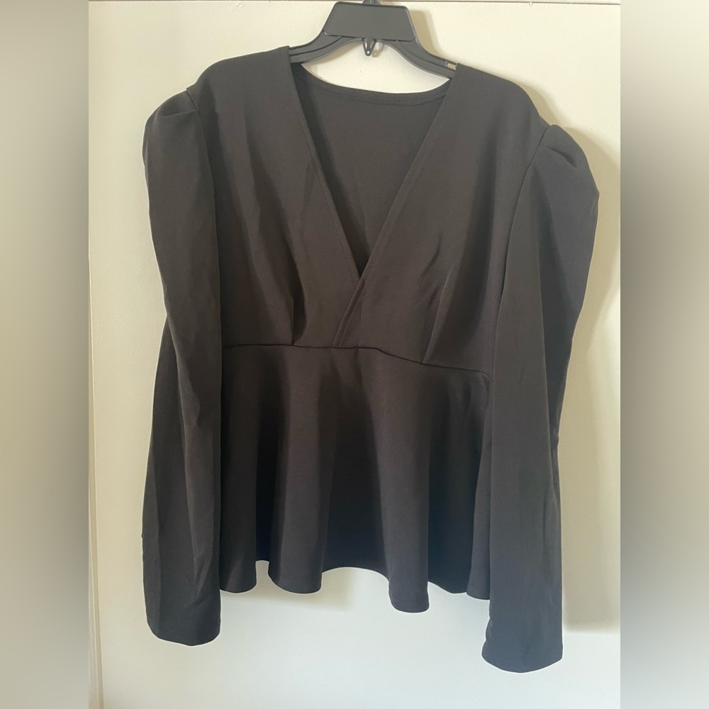 Long sleeved Black V neck blouse